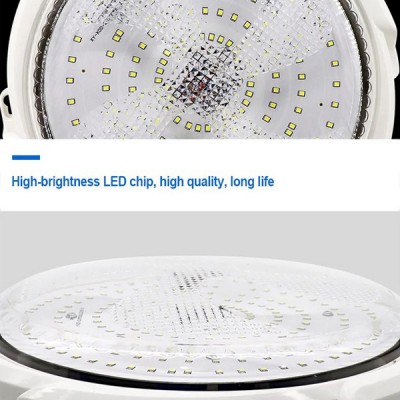 Αδιάβροχο Ηλιακό Φωτιστικό Οροφής 400W LED Ψυχρού Λευκού Φωτισμού 6500K με Φωτοκύτταρο, Timer & Χειριστήριο - Solar LED Lamp Άσπρο