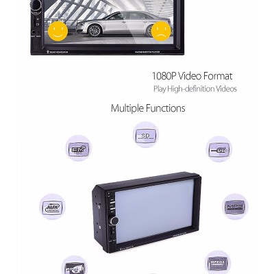 Multimedia Οθόνη Αφής 7" - Ηχοσύστημα 2 DIN Bluetooth, Handsfree, MP5 / MP3 / USB / SD / FM / AUX / TV & Τηλεχειριστήριο