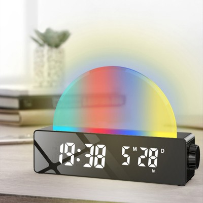 Ψηφιακό Ρολόι HD LED Επιτραπέζιο με Ξυπνητήρι Προσομοιωτής Ανατολής και Δύσης του Ηλίου με USB Θύρα Φόρτισης