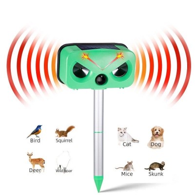 Ηλιακό Επαναφορτιζόμενο USB Απωθητικό Πουλιών & Μικρών Ζώων με Υπέρηχο, Φλας & Ηχογραφημένους Ήχους με Μορφή Πουλιού