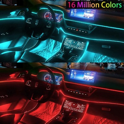Φώτα Οπτικής 'Ινας  6 Μέτρα Εσωτερικού Χώρου Αυτοκινήτου Με Εφαρμογή Κινητού και Τηλεχειρισμό RGB LED 12V -  Car Atmosphere Fiber optic Lights