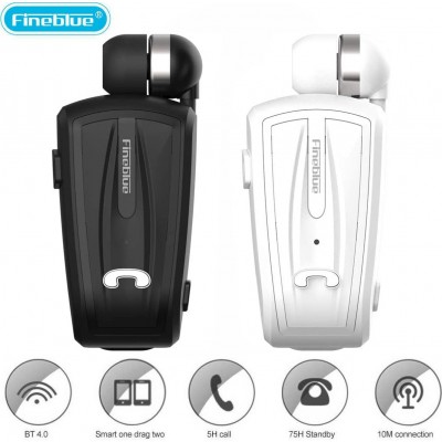 Ασύρματο Handsfree Bluetooth Ανασυρόμενο Ακουστικό Πέτου Fineblue Wireless In-Ear Headset