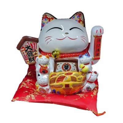 Διακοσμητική Τυχερή Γάτα Καλωσορίσματος σε Μαξιλάρι  20x15cm - Feng Shui Welcome Cat