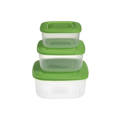 3τμχ Δοχείο Φαγητού Πλαστικό Πράσινο Κατάλληλο για Φούρνο Μικροκυμάτων