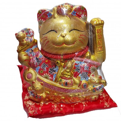 Διακοσμητική Τυχερή Χρυσή Γάτα Καλωσορίσματος - Feng Shui Welcome Cat 32x27x20cm