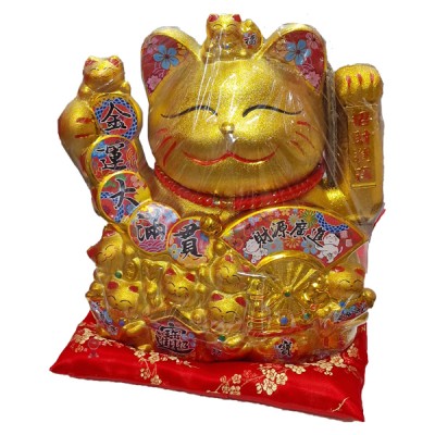 Διακοσμητική Τυχερή Χρυσή Γάτα Καλωσορίσματος - Feng Shui Welcome Cat 28x26x18cm