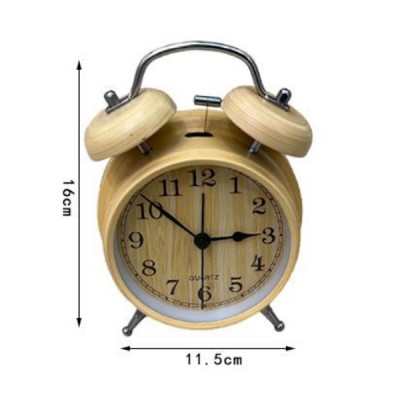 Επιτραπέζιο Ρολόι Ξυπνητήρι Απομίμηση Ξύλου 16x11.5εκ