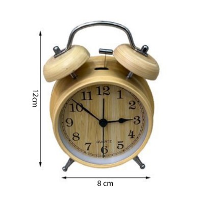 Επιτραπέζιο Ρολόι Ξυπνητήρι Απομίμηση Ξύλου 12x8εκ