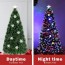 Αυτοφωτιζόμενο Χριστουγεννιάτικο Δέντρο 120εκ Οπτικής Ίνας LED RGB με Χιονονιφάδες και Αστέρι στην Κορυφή