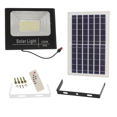 Led Αδιάβροχος Ηλιακός Προβολέας 100W 6400LM με Πάνελ και Τηλεχειριστήριο Jortan JT-BJ100W