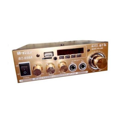 Ενισχυτής Audio Teli BT-658A ,Karaoke, Radio, Bluetooth, Usb ,TF card, 30W με Control Χρυσό