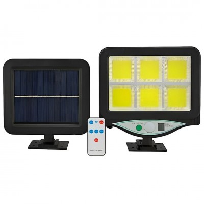 Ηλιακό Επιτοίχιο Φωτιστικό 12W με Ανιχνευτή Κίνησης, Αισθητήρα Φωτός και Τηλεχειριστήριο BK-128-6COB Μαύρο