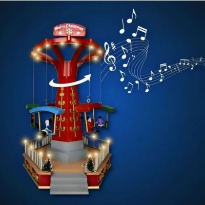 Χριστουγεννιάτικο Διακοσμητικό Τρενάκι Λούνα Παρκ - Με Μηχανισμό Κίνησης & Μουσική