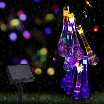 Ηλιακά Λαμπάκια Σταλακτίτες 4.2m Χριστουγεννιάτικα Πολύχρωμου RGB Φωτισμού με 8 Προγράμματα - Φωτάκια 30 LED Εξωτερικού Χώρου με Φωτοβολταϊκό Πάνελ