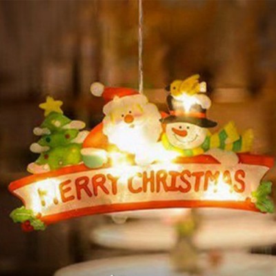Χριστουγεννιάτικη Κρεμαστή Φιγούρα Αγιος Βασίλης με Χιονάνθρωπο και Δέντρο Μπαταρίας με Βεντούζα και 9 LED 25x13.7x2.6cm
