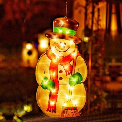 Χριστουγεννιάτικη Κρεμαστή Φιγούρα Χιονάνθρωπος Μπαταρίας με Βεντούζα και 20 LED 46x.23x3cm