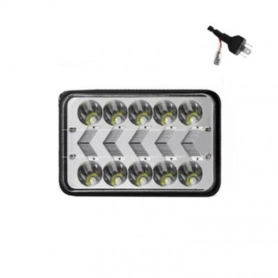 LED Τετράγωνος Αδιάβροχος Προβολέας Αυτοκινήτου 10 SMD 7″ 12-24V με Βύσμα H4 Ψυχρό Λευκό – Πορτοκαλί
