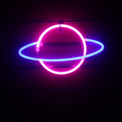 Διακοσμητικό NEON Φωτιστικό Πλανήτης Κρόνος - Decoration Lamp Saturn 17x30cm
