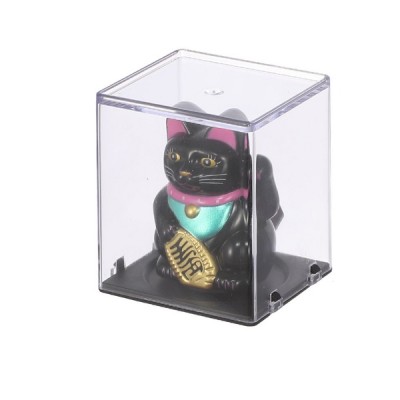 Μαύρη Γάτα Καλωσορίσματος 6.5εκ σε Προθήκη 65x55x50χιλ 99286 που Λειτουργεί με τον Ηλιο Χωρίς Μπαταρίες - Feng Shui Welcome Cat Solar