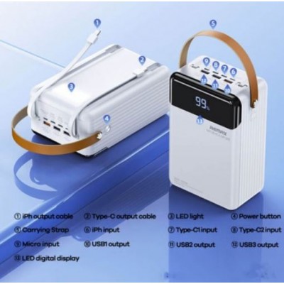 Powerbank RPP-566 80000mAh με 2 Θύρες USB-A και Θύρα USB-C Quick Charge 3.0 Remax Λευκό
