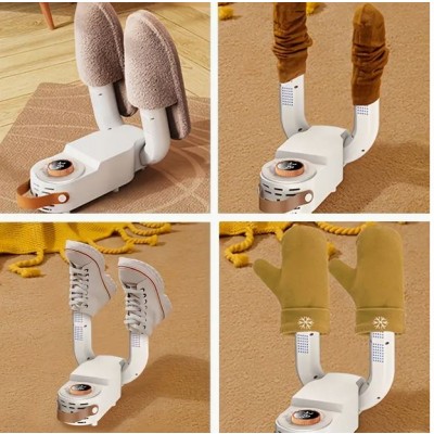 Ηλεκτρικός Αποστειρωτής UV & Στεγνωτήρας Παπουτσιών 2 σε 1 - Καταπολέμηση Οσμών - 2 x Mini Αερόθερμα Λευκό