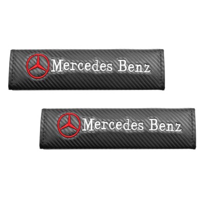 Σετ 2τμχ Κεντητά Μαξιλαράκια Ζώνης Mercedes Benz σε Carbon Μαύρο Χρώμα