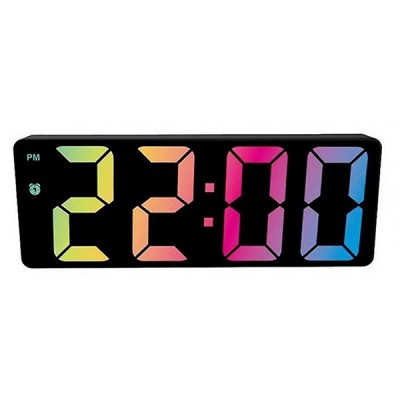 Led Ψηφιακό Rολόι Ξυπνητήρι με Ημερομηνία, Ωρα, Θερμοκρασία και Πολύχρωμη Μεγάλη Οθόνη