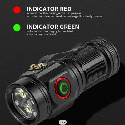 Super Bright Mini Επαναφορτιζόμενος Φακός LED με 3 Led και 5 Λειτουργίες Φωτισμού W5182