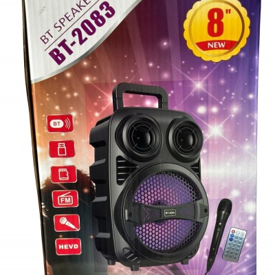 Φορητό Στερεοφωνικό Ασύρματο Ηχείο Karaoke USB Φόρτισης με Ενσύρματο Μικρόφωνο Bluetooth Speaker Μαύρο BT-2083