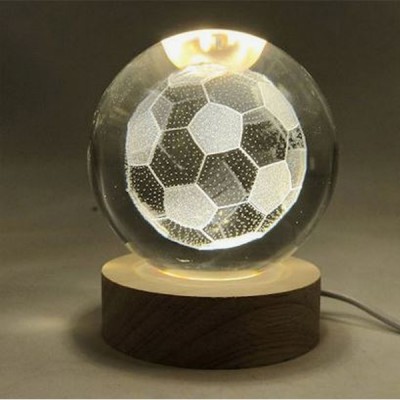 Φωτιστικό Κρυστάλλινη Σφαίρα Χαραγμένη Εσωτερικά με Λέιζερ - Μπάλα Ποδοσφαίρου