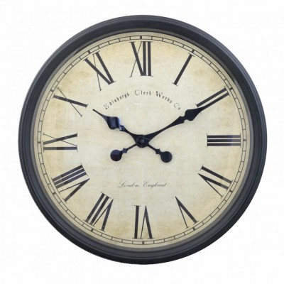 Ρολόι Τοίχου Γίγας Vintage 50cm 1174 με Λατινικούς Αριθμούς - Μαύρο