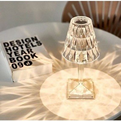 Πλαστικό Επαναφορτιζόμενο Φωτιστικό Πολύχρωμο Crystal Table Lamp με Αισθητήρα Αφής και Τηλεχειριστήριο