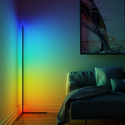 RGB Γωνιακό Επιδαπέδιο Ατμοσφαιρικό Φωτιστικό Αλουμινίου Ράγα LED με Τηλεχειρισμό OEM – Μαύρο