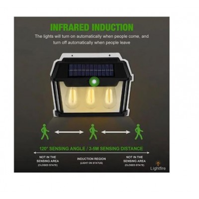 FOYU Αδιάβροχο Επιτοίχιο Ηλιακό Φωτιστικό 114 LED 30W Εξωτερικού Χώρου με Αισθητήρα Κίνησης - 3 Λειτουργίες Φωτισμού & Ευρυγώνιο Φωτισμό 160º