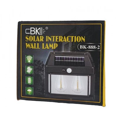 Ηλιακό Φωτιστικό LED 3W με 3 Λάμπες – Μαύρο Solar Interaction Wall Lamp BK-888-3