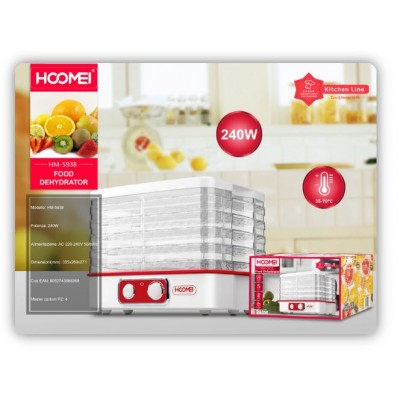 Αποξηραντής Τροφίμων 240w με 5 Ράφια HM-5938