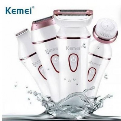 Kemei Αδιάβροχη Επαναφορτιζόμενη Ξυριστική Αποτριχωτική Μηχανή 3W - Καθαριστικό Προσώπου & Σώματος 3 σε 1 Γυναικεία