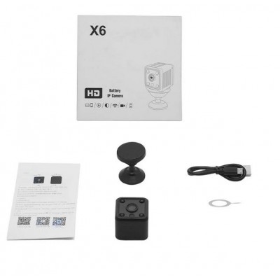 WiFi IP Μίνι Κρυφή Κάμερα X6 Παρακολούθησης HD 1080p με Αισθητήρα Κίνησης, Μικρόφωνο, Μαγνητική Βάση, Νυχτερινή Λήψη, Κάρτα Μνήμης & App Εφαρμογή Κινητού
