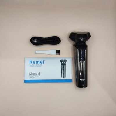 Kemei Eπαναφορτιζόμενη USB Κουρευτική - Ξυριστική Μηχανή 2 Ταχυτήτων με LCD Οθόνη, 3 Κεφαλές & Βουρτσάκι Καθαρισμού KM-658