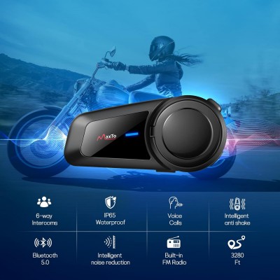 Σύστημα Μονής Ενδοεπικοινωνίας Bluetooth FM Radio για Κράνος Μηχανής Maxto M2 Intercom