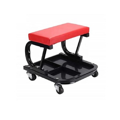 Σκαμπό Εργασίας Τροχηλάτο με Θήκες 36.2×33.5×35.7cm, Κόκκινο-Μαύρο