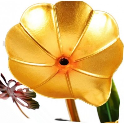 Διακοσμητικό Συντριβάνι Feng Shui Εσωτερικού & Εξωτερικού Χώρου 220V με Φωτισμό LED, Χρυσά - Πράσινα Φύλλα, Πεταλούδα & Πέτρες 23x12x12cm