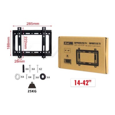 Βάση Τηλεόρασης Τοίχου 14″ έως 42″ έως 25kg
