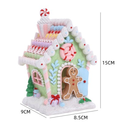 Χριστουγεννιάτικο Διακοσμητικό Gingerbread House  Πήλινο με Φως και Μουσική - Πράσινο(15x9x8.5cm)