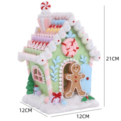 Χριστουγεννιάτικο Διακοσμητικό Gingerbread House  Πήλινο με Φως και Μουσική - Πράσινο(21x12x12cm)