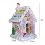 Χριστουγεννιάτικο Διακοσμητικό Gingerbread House  Πήλινο με Φως και Μουσική - Ροζ (21x12x12cm)