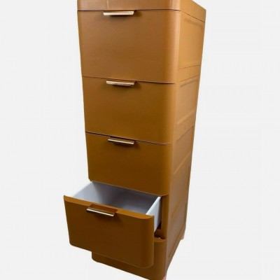 Πλαστική Συρταριέρα 109x43x35cm με Επένδυση Απομίμηση Δερματίνης και 5 Συρτάρια