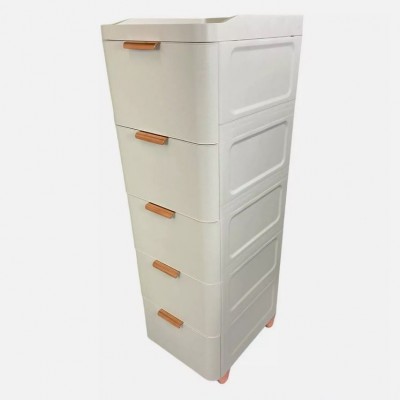 Πλαστική Συρταριέρα 109x43x35cm με Επένδυση Απομίμηση Δερματίνης και 5 Συρτάρια