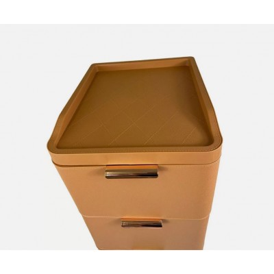 Πλαστική Συρταριέρα 109x43x35cm με Επένδυση Απομίμηση Δερματίνης και 5 Συρτάρια
