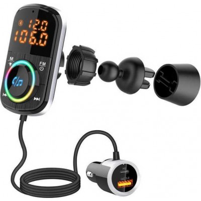 Ταχυφορτιστής Αυτοκινήτου LCD Bluetooth 5.0 FM Mp3 Player Handsfree Car Kit